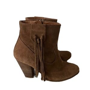 Anthroplogie Womens Shoes HOWSTY Marci Brown Western Fringe Ankle Boot Sz 36 / 6